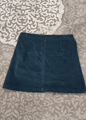 Zara Düğmeli Lacivert Denim Mini Etek