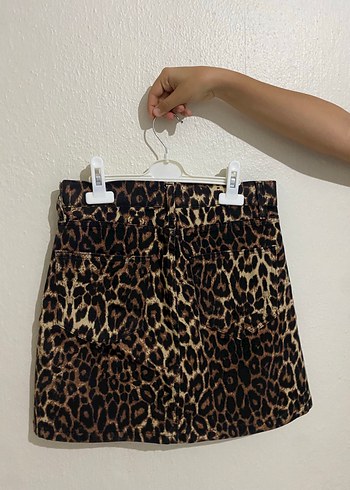 Diğer Leopar desenli mini kot etek