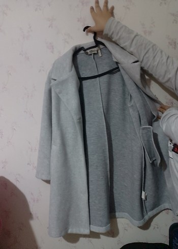 Gri Midi Çocuk Düğmeli Kaban - Görsel 3