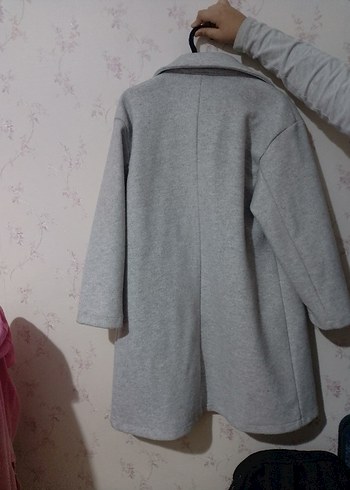 Gri Midi Çocuk Düğmeli Kaban - Görsel 2