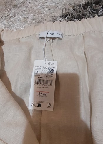 Mango Bej Midi Rahat Kesim Kadın Etek