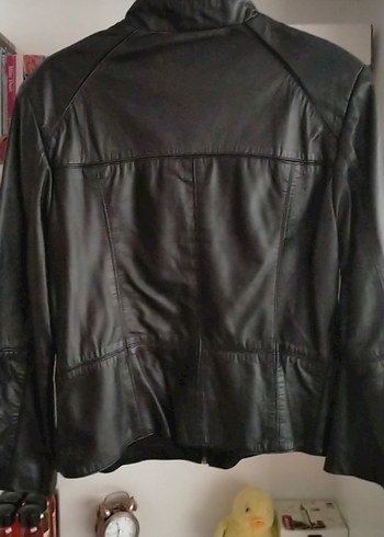 Siyah Deri Kadın Biker Ceket - Görsel 2