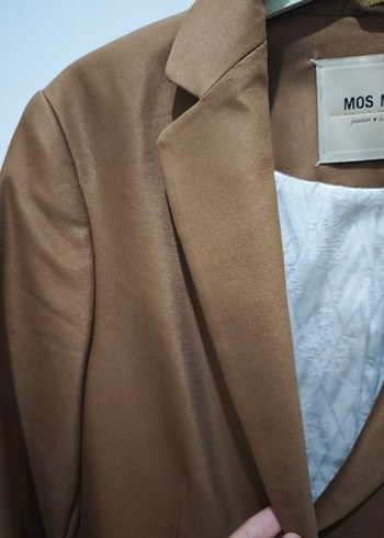 Diğer Düğmeli Kahverengi Deri Kadın Blazer Ceket