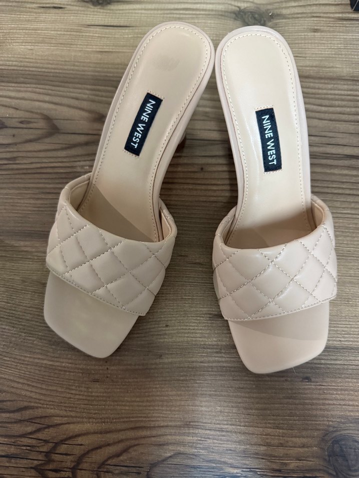 Nine West Kadın Bej Pliseli Topuklu Terlik - Görsel 3