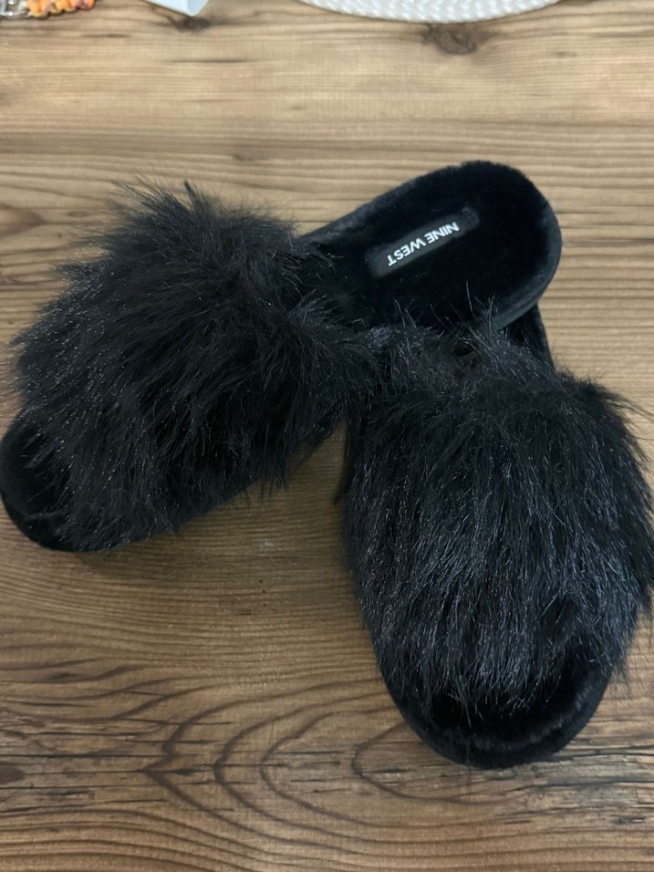 Siyah Kürklü Platform Topuklu Kadın Terlik - Görsel 2