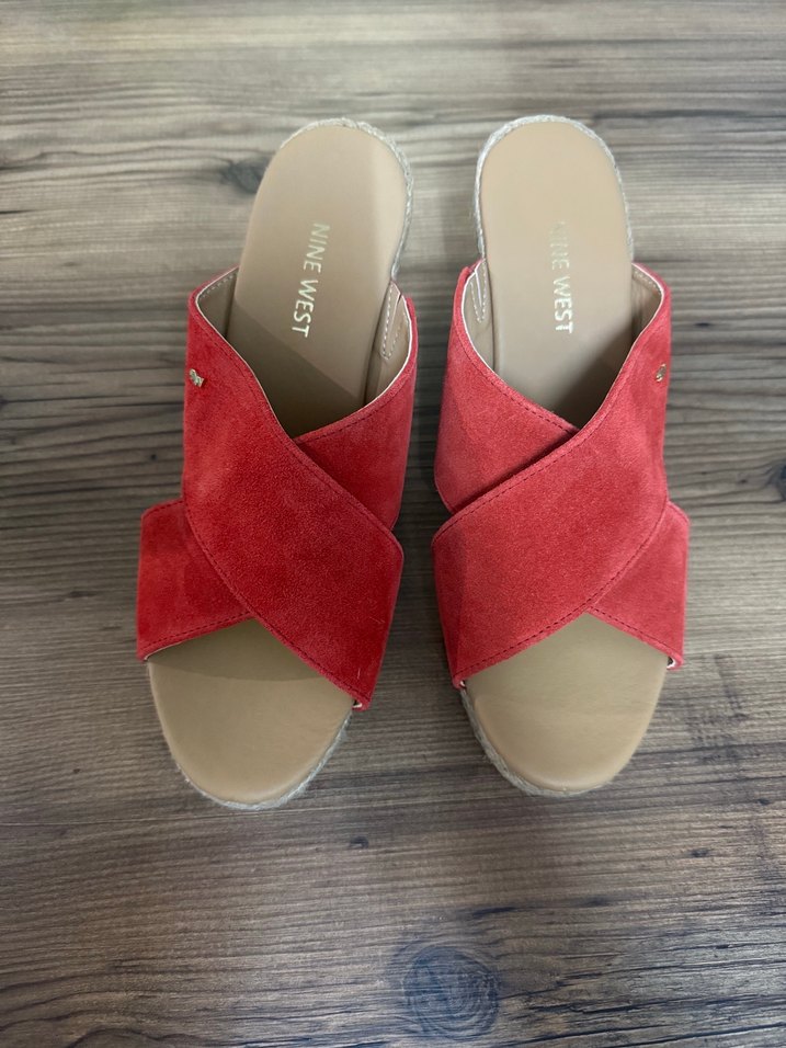 Kırmızı Süet Dolgu Topuklu Kadın Espadril - Görsel 3