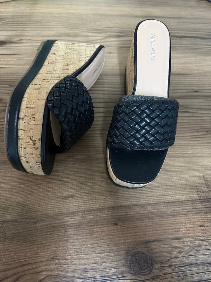 Nine West Siyah Örgülü Dolgu Topuk Terlik - Görsel 3