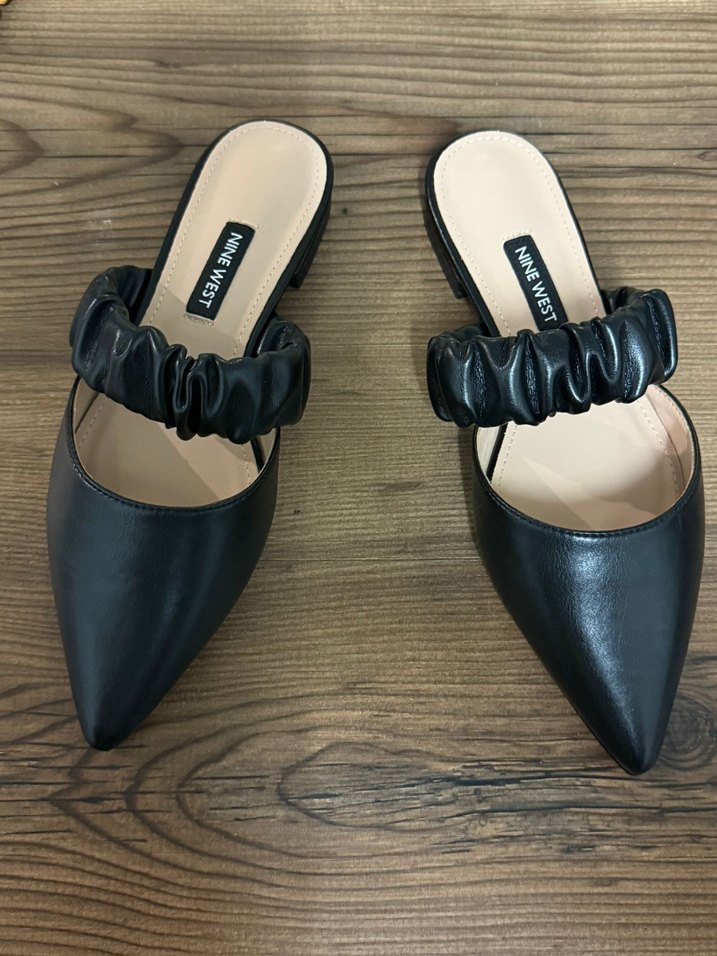 Düz Tabanlı Siyah Pileli Kadın Terlik - Görsel 2