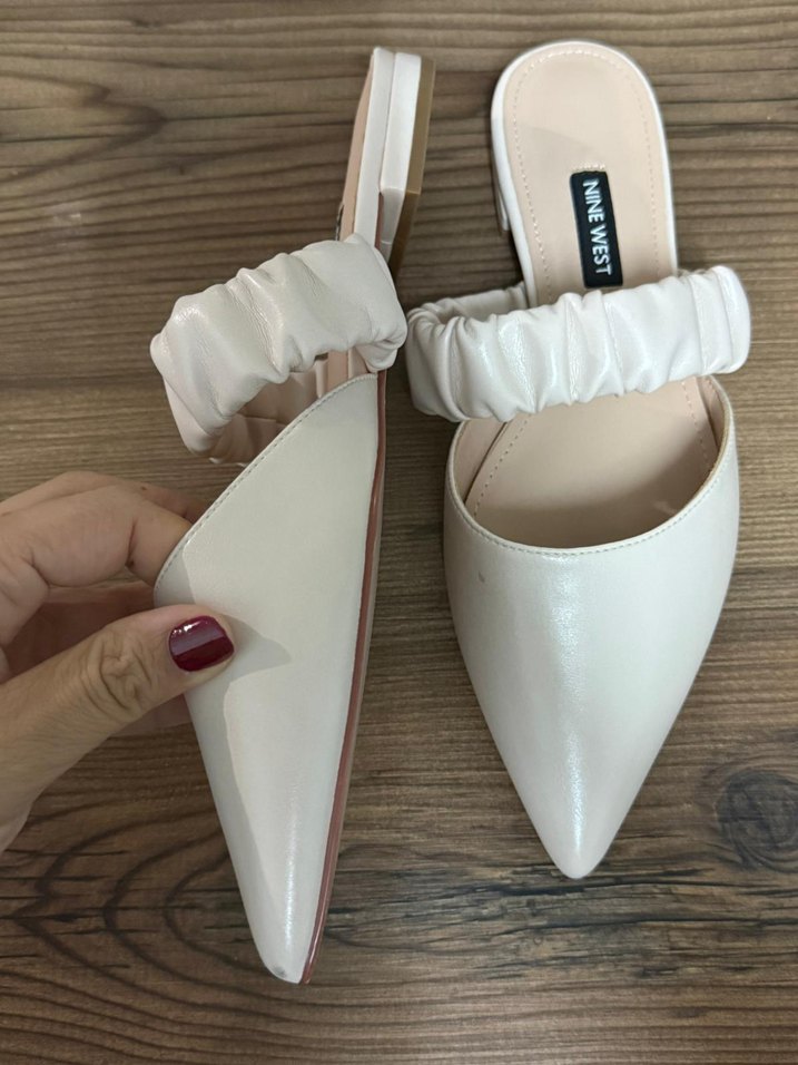 Beyaz Pileli Stiletto Terlik - Görsel 2