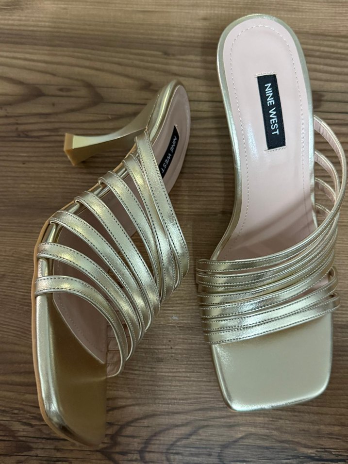 Altın Renkli Pileli Stiletto Kadın Topuklu Ayakkabı - Görsel 3