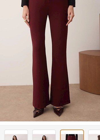 Trendyolmilla Bordo Flare İspanyol Paça Bootcut Dokuma Pantolon