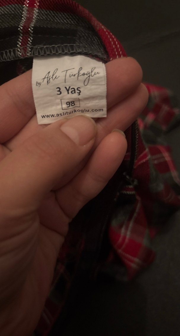 Kız Çocuk Kırmızı Ekose Fırfırlı Elbise - Görsel 3