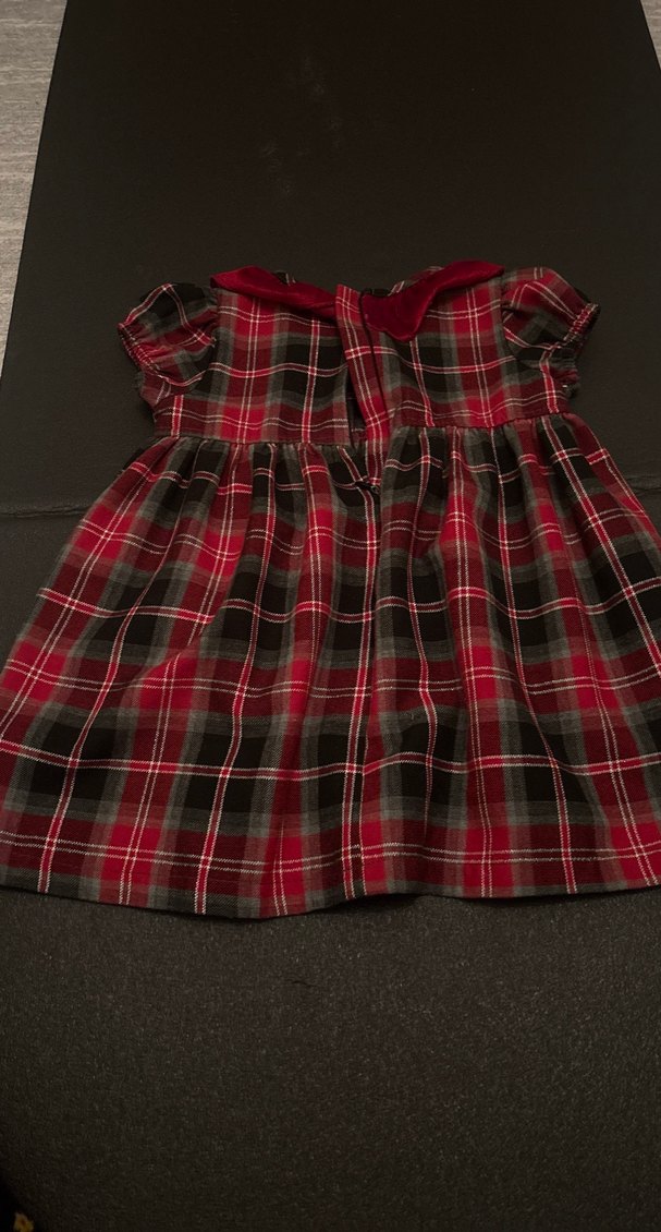 Kız Çocuk Kırmızı Ekose Fırfırlı Elbise - Görsel 2