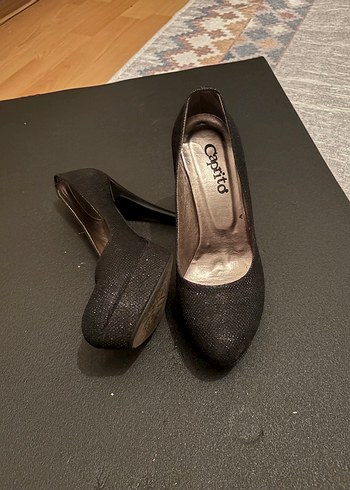 Siyah Platform Topuklu Parlak Yılan Desenli Kadın Ayakkabı - Görsel 3