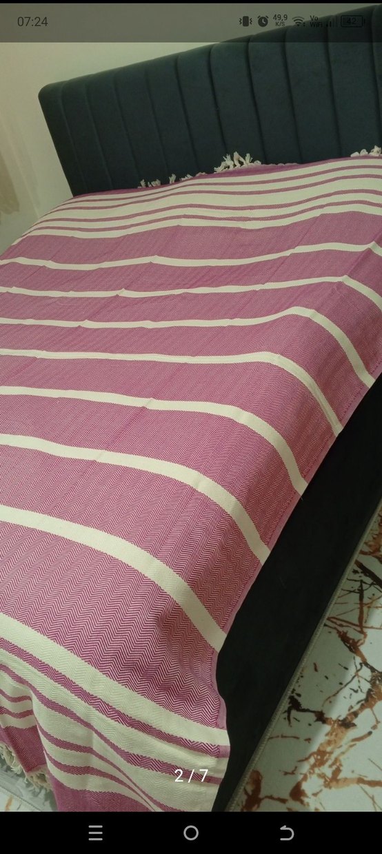 Pembe Çizgili Yatak Örtüsü - Görsel 2