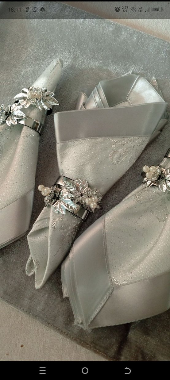 Boncuk Detaylı Gri masa ranner ve peçete seti - Görsel 3