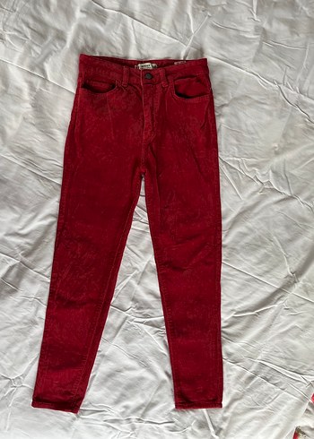 Bordo Süet Kadın Kumaş Pantolon - Görsel 2