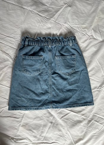 Kadın Mavi Bel Detaylı Denim Mini Etek - Görsel 2