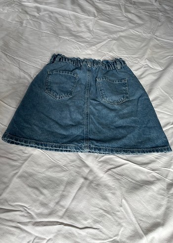 Kadın Mavi Bel Detaylı Denim Mini Etek - Görsel 3