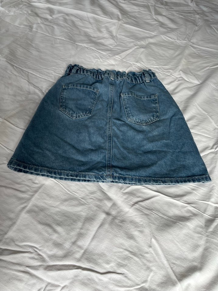 Kadın Mavi Bel Detaylı Denim Mini Etek - Görsel 3