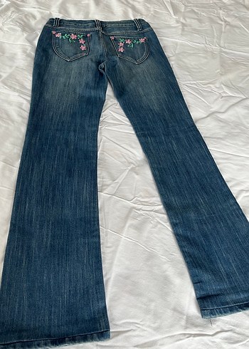 Düğmeli Lacivert Kadın Denim Pantolon - Görsel 4