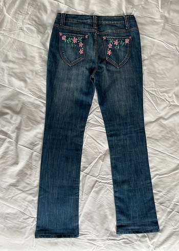 Düğmeli Lacivert Kadın Denim Pantolon - Görsel 3