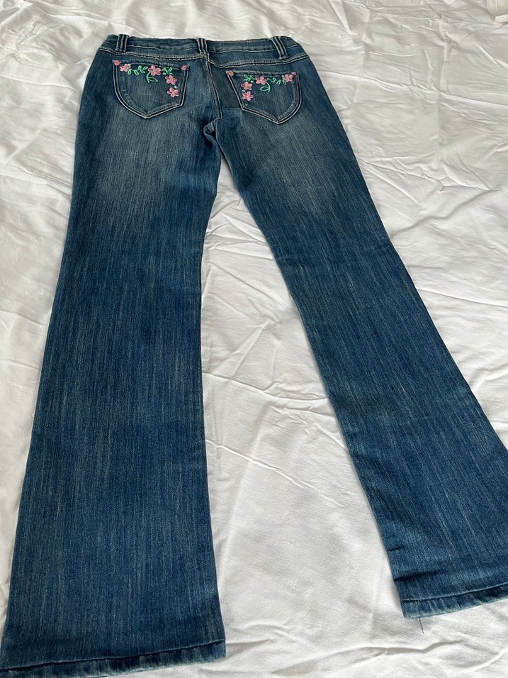 Düğmeli Lacivert Kadın Denim Pantolon - Görsel 4