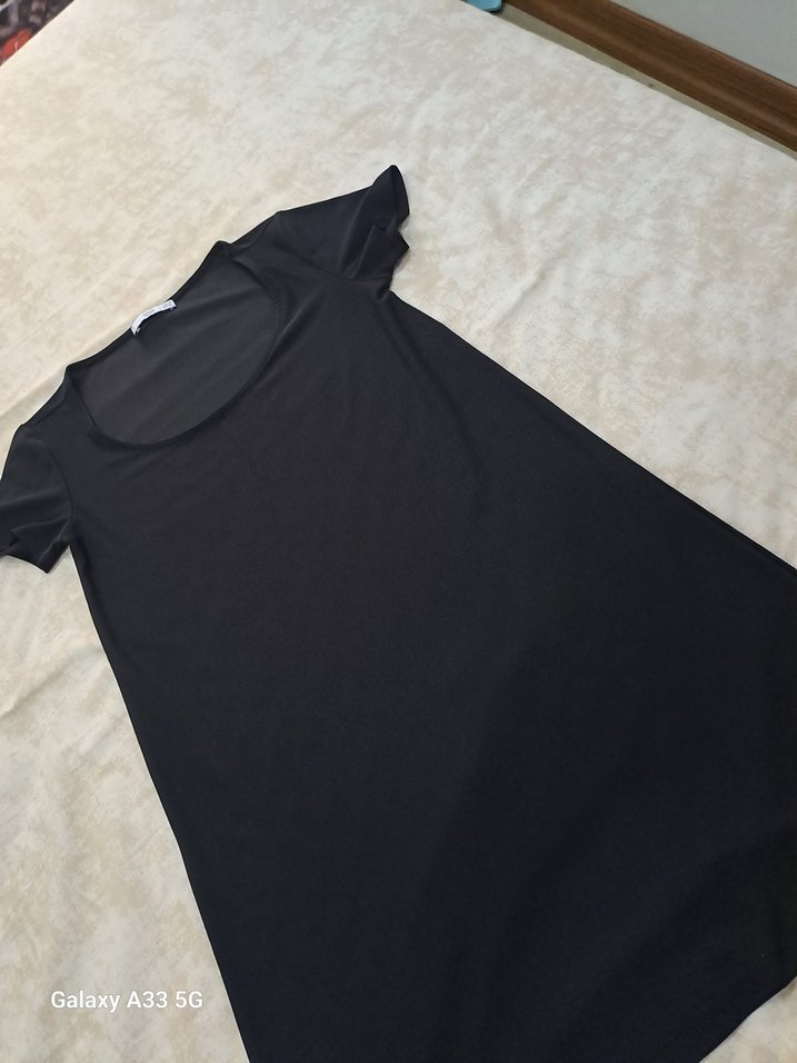 Kadın Siyah Basic Kısa Kollu Elbise - Görsel 2