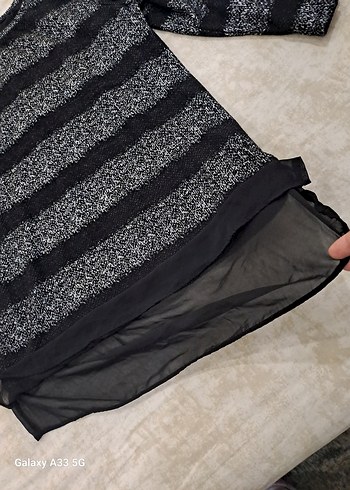 Gri Siyah Zebra Desenli Triko kazak - Görsel 3