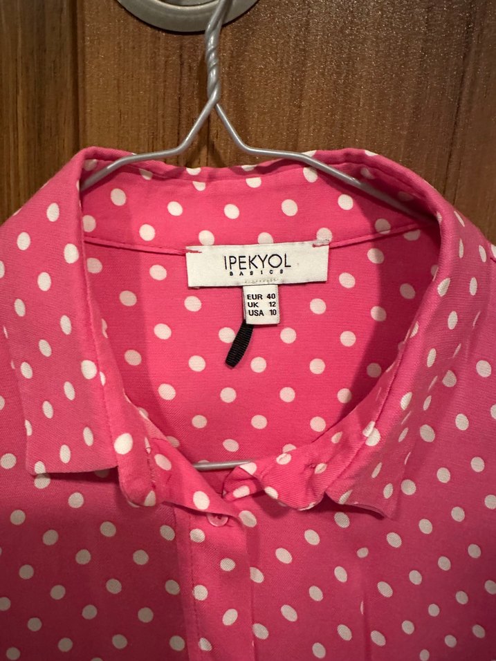 İpekyol Puantiyeli Pembe Uzun Kollu Gömlek - Görsel 2