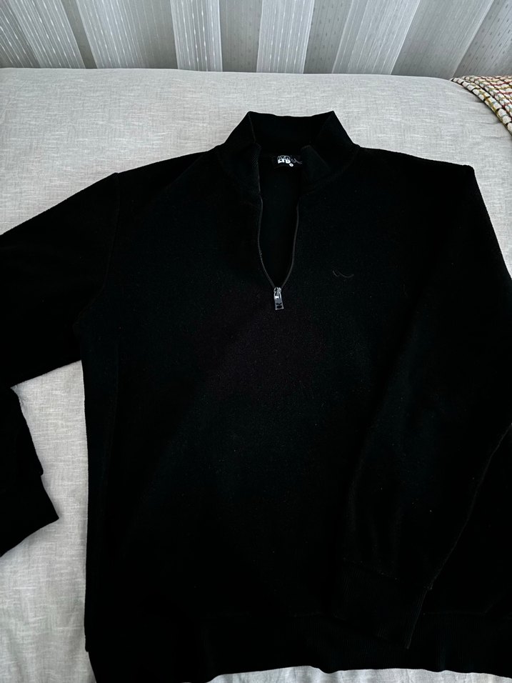 Erkek Siyah Fermuarlı Yüksek Yakalı Sweatshirt - Görsel 2