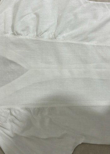 Düğmeli V Yakalı Beyaz Keten Kadın Gömlek - Görsel 6