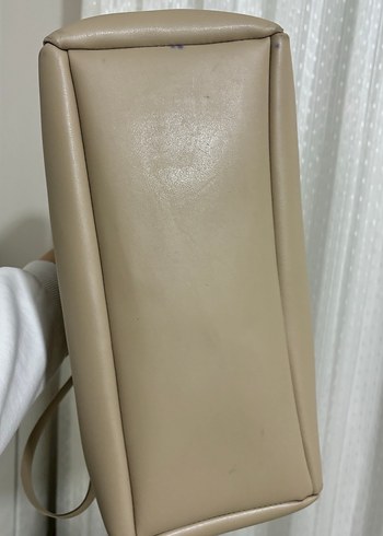 Bej Deri Kadın El Çantası - Görsel 8