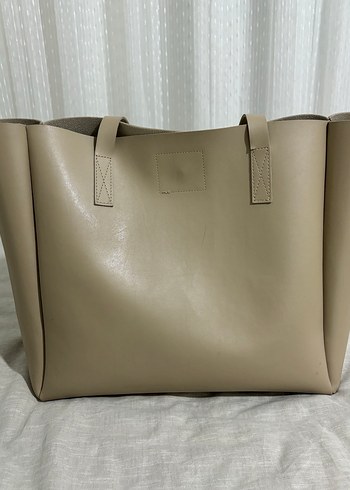 Bej Deri Kadın El Çantası - Görsel 4