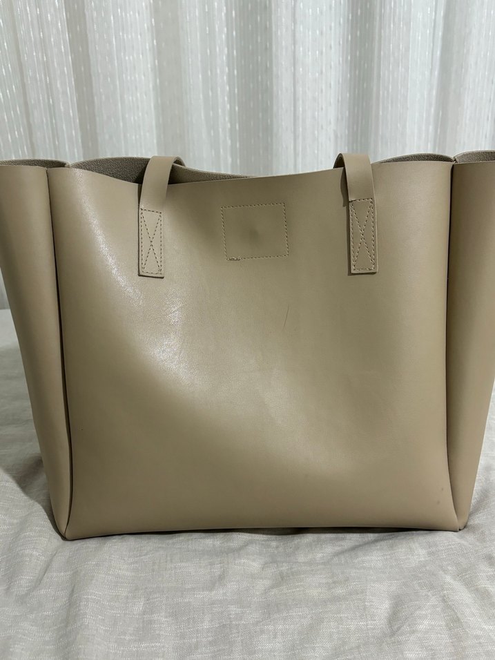 Bej Deri Kadın El Çantası - Görsel 4