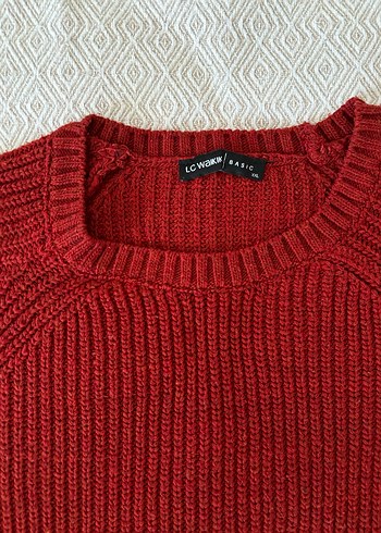 Düğmeli Kırmızı Kadın Triko Kazak - Görsel 4