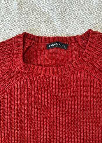 Düğmeli Kırmızı Kadın Triko Kazak - Görsel 3