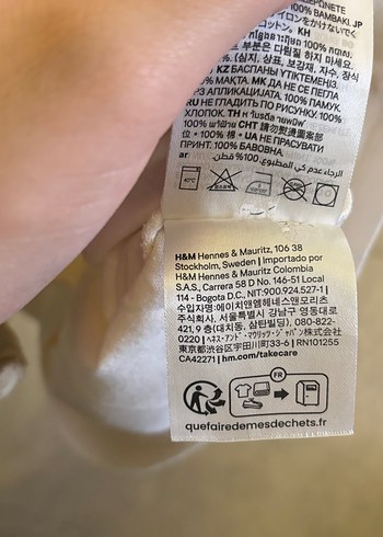 H&M Kız Çocuk Gri Nakışlı Beyaz Tişört - Görsel 3