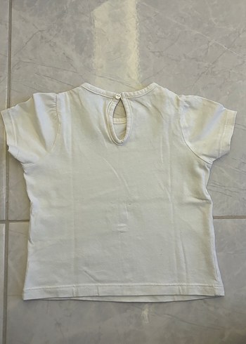 H&M Kız Çocuk Gri Nakışlı Beyaz Tişört - Görsel 4