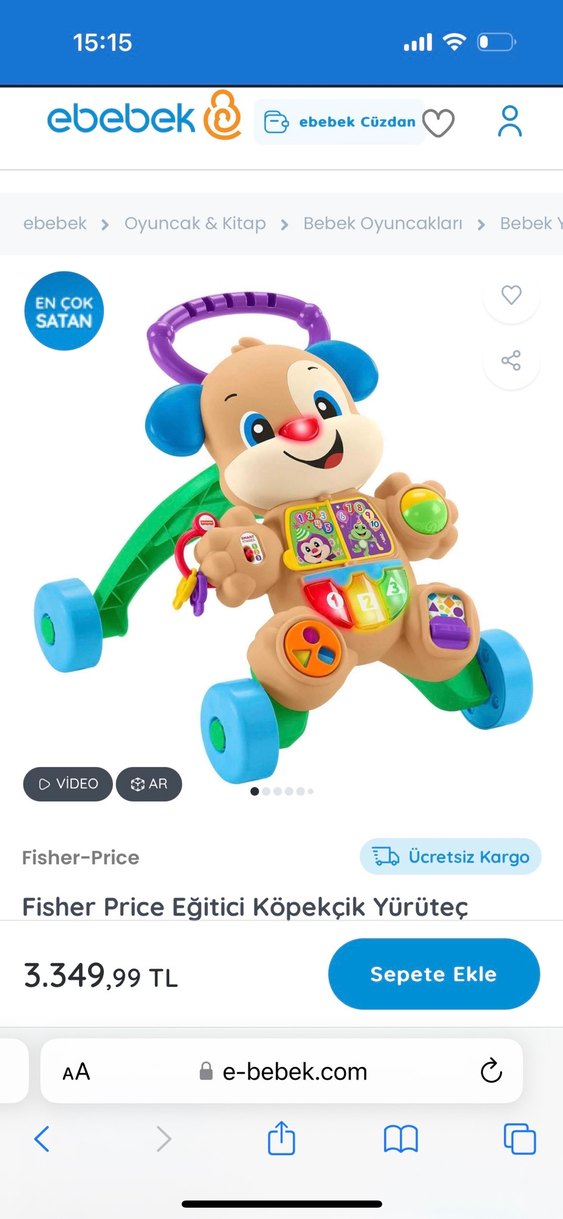 Fisher Price Renkli Bebek Yürüyüş Oyuncağı - Görsel 3