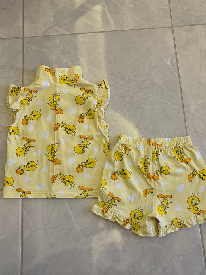 Sarı Renkli Bebek Kız Fırfırlı Takım - Görsel 5