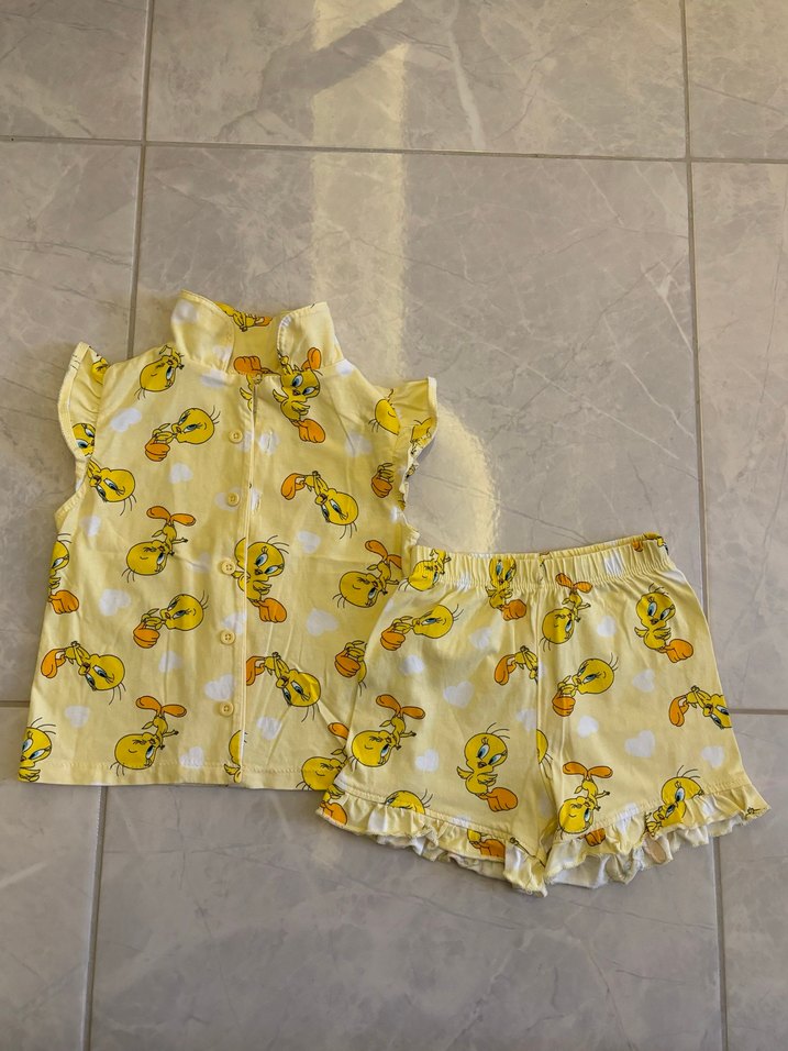 Sarı Renkli Bebek Kız Fırfırlı Takım - Görsel 2