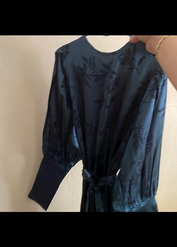 Refka Lacivert Uzun Kollu Tie-Dye Elbise - Görsel 3