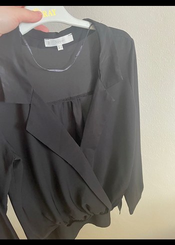 Siyah V Yaka Uzun Kollu Kadın Bluz - Görsel 4