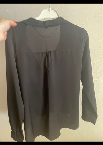 Siyah V Yaka Uzun Kollu Kadın Bluz - Görsel 2