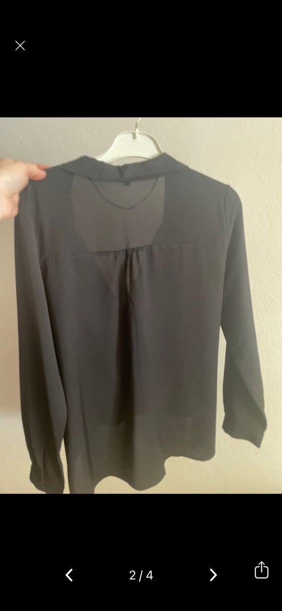 Siyah V Yaka Uzun Kollu Kadın Bluz - Görsel 2