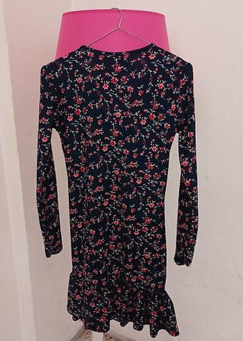 Çiçek Desenli V Yakalı Midi Elbise - Görsel 3