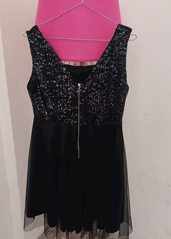 Siyah Simli kare  Yaka Kolsuz Midi Elbise - Görsel 2