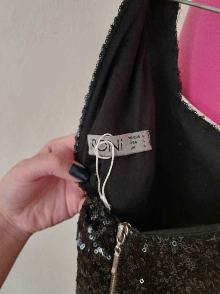 Siyah Simli kare  Yaka Kolsuz Midi Elbise - Görsel 3