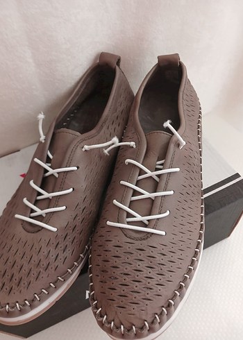 Bağcıklı Kahverengi Stiletto  Ayakkabı - Görsel 2